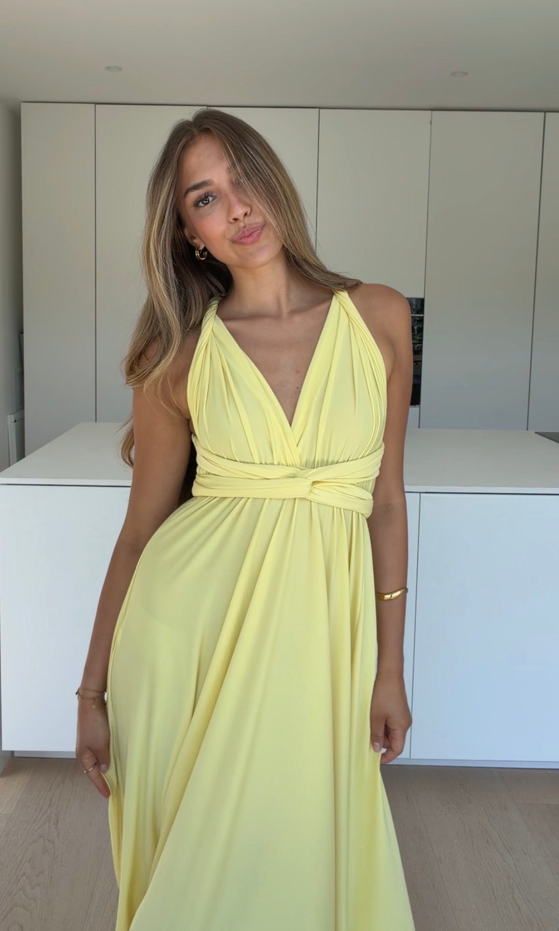 VESTIDO LARGO CON EFECTO RETORCIDO HONEY