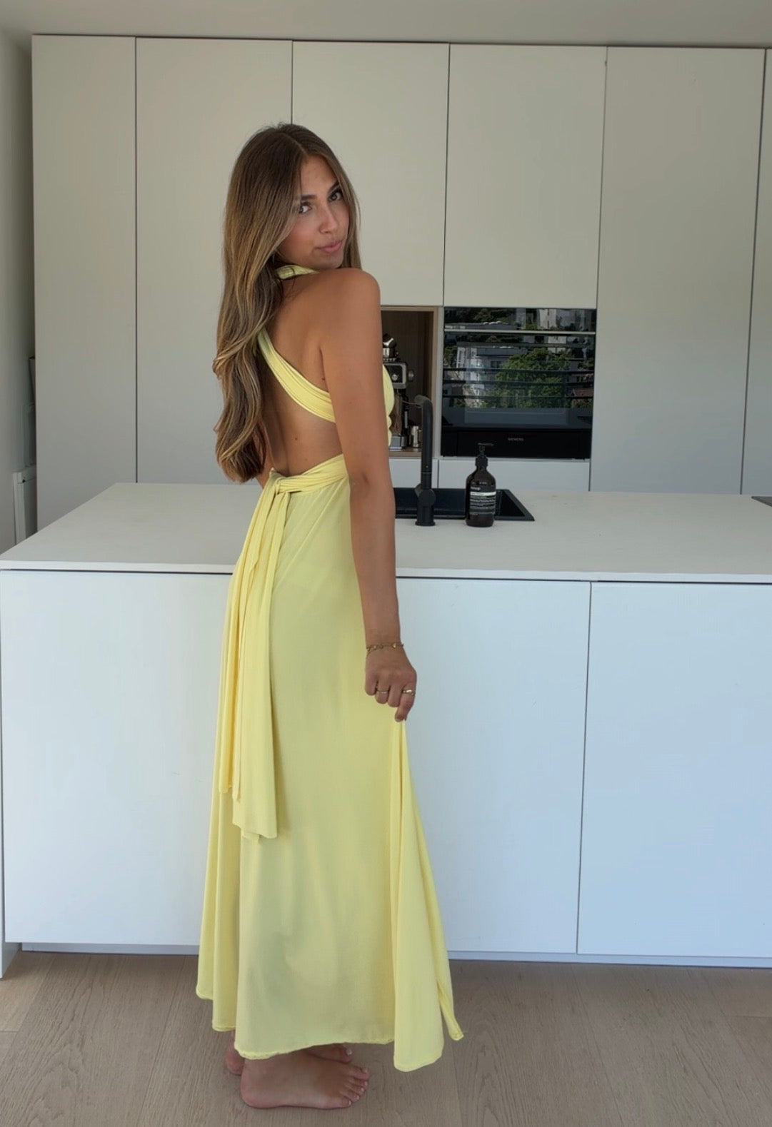 VESTIDO LARGO CON EFECTO RETORCIDO HONEY