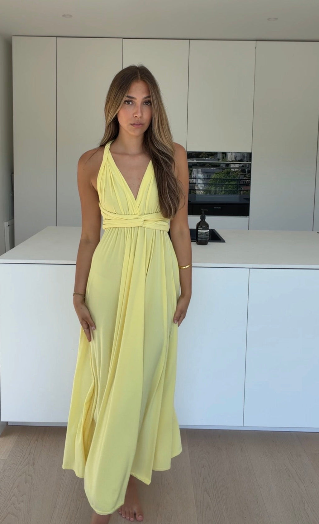 VESTIDO LARGO CON EFECTO RETORCIDO HONEY