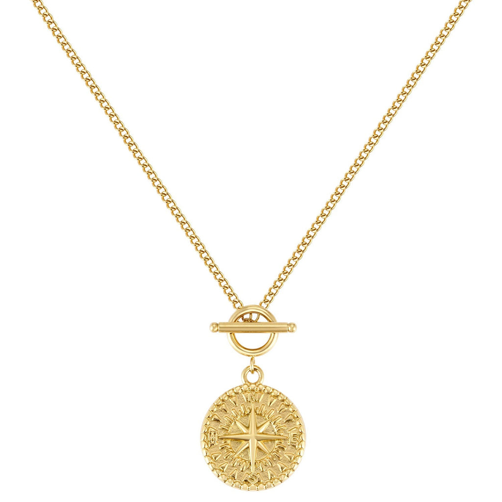 Collar BonnyCompass con colgante de brújula dorada