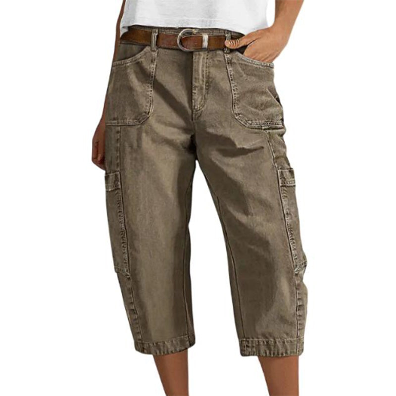 Rebajas de mitad de temporada: −50 % solo por tiempo limitado Pantalones capri tipo cargo informales para mujer: cómodos pantalones de tres cuartos con muchos bolsillos, perfectos para el día a día, los viajes y el verano