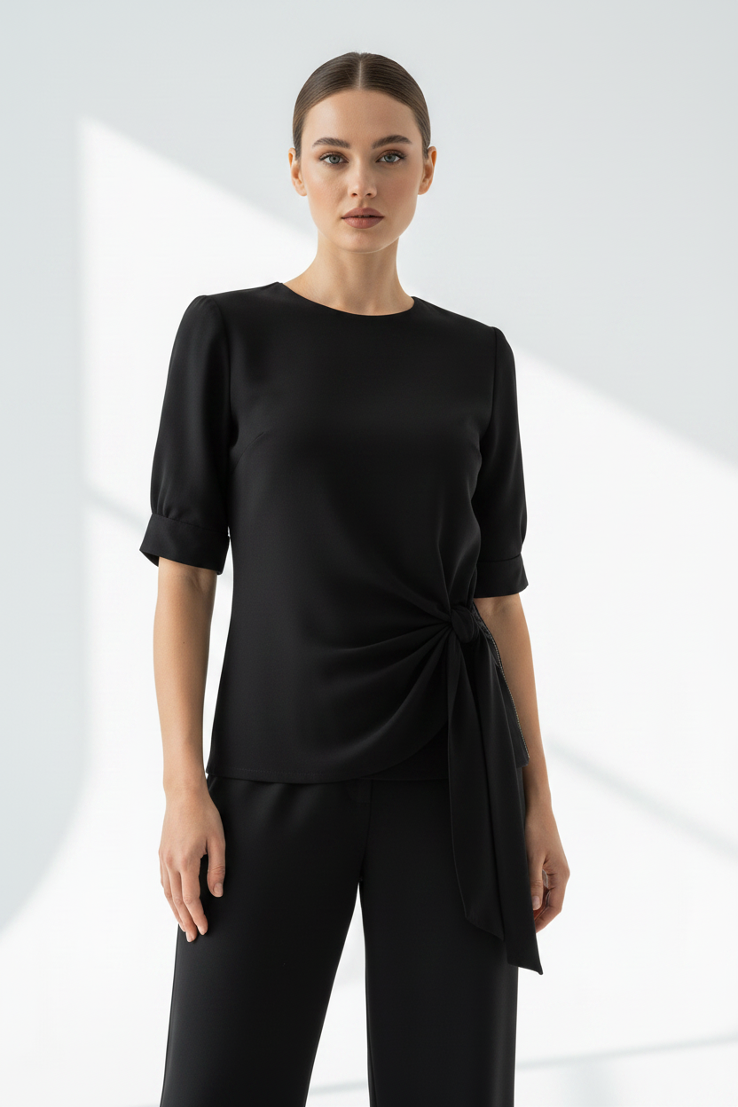 TOP CON NUDO YAEL NEGRO - frente
